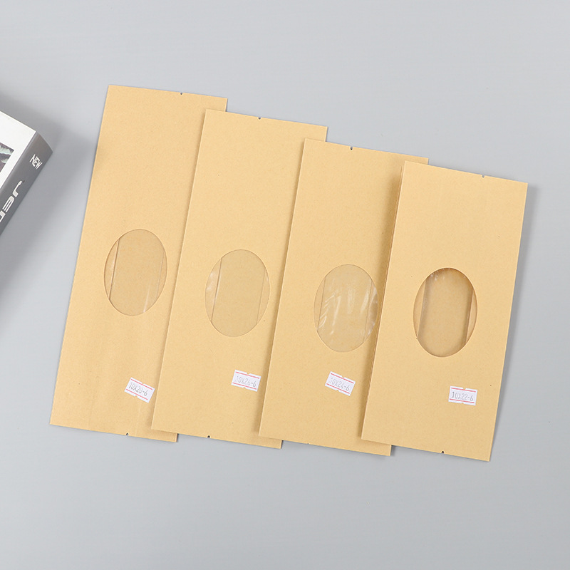 Spot bolsa de papel kraft con ventana transparente bolsa de embalaje de alimentos autosellada autoportante bolsa de té sellada de ocho lados fácil de rasgar