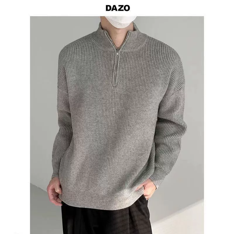 Демисезонный свитшот (DAZO) с длинными рукавами и полузастёжкой-молнией, свободный крой, повседневный