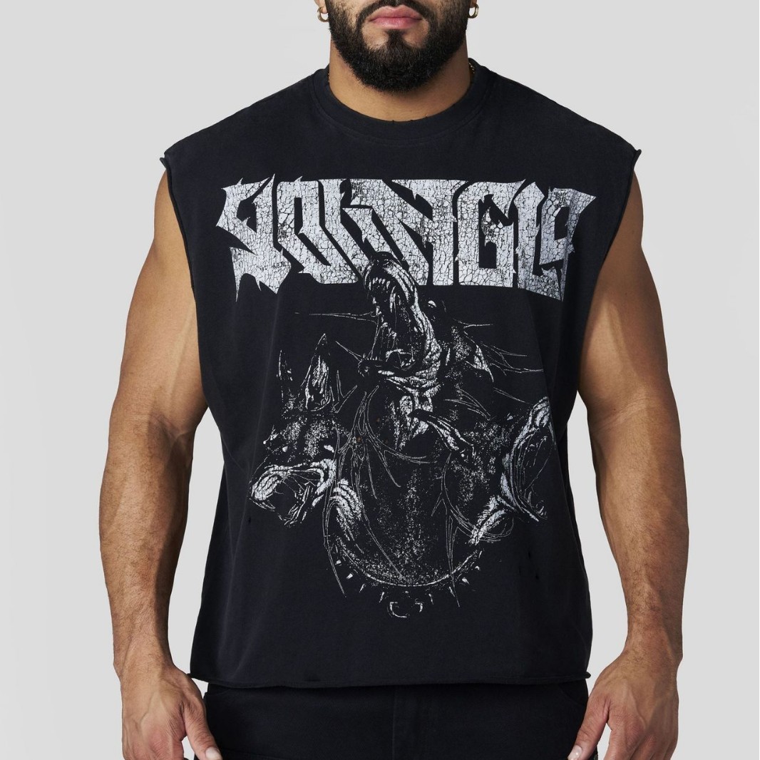Youngla New American Style Men's Vest Muscle Sports Fitness Cotton Printed Casual Trendy Sleeveless T-Shirt