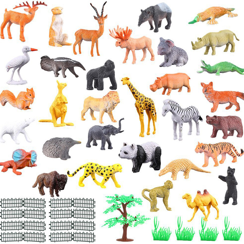 Juego de 53 Piezas de simulación modelo de animal salvaje granja de insectos marinos traje de dinosaurio pequeño juguete de plástico sólido para niños