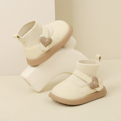 寶寶襪子鞋韓版小童鞋子女童嬰兒鞋加絨棉鞋冬季小皮鞋兒童學步鞋