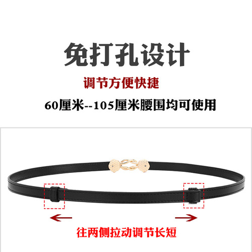 Belt for Ladies Genuine Calfskin Leather Belt Women Fashionable Universal Decorative Adjustable Hip Belt Trendy