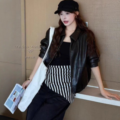 短款皮衣外套女2025春秋新款复古港风休闲气质长袖PU皮机车夹克女