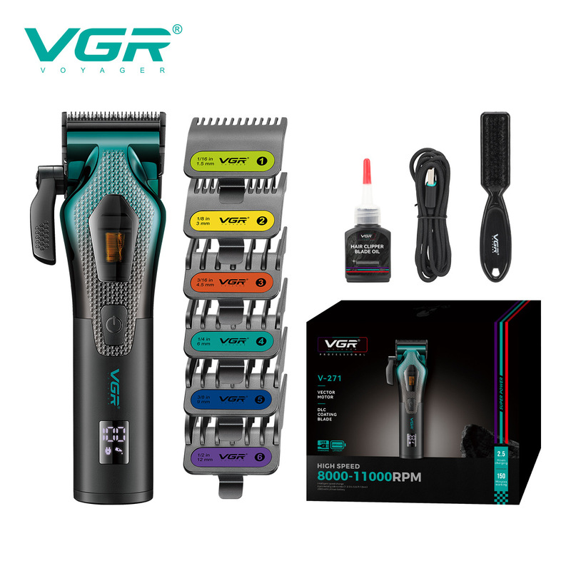 VGR271 クロスボーダー電気バリカン充電式デジタルディスプレイメンズオイルヘッドプロフェッショナル高速 11000RPM 電気バリカン|undefined