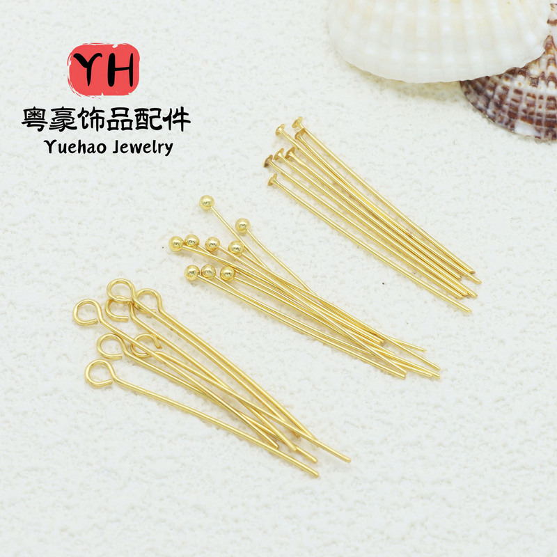 14K gold nine-character needle T-character needle ball needle DIY handmade beaded needle jewelry accessories material color-retaining gold plating