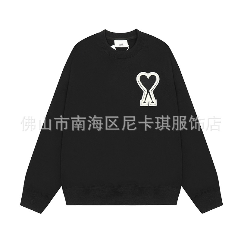 ami スウェットシャツ大きな愛の刺繍秋冬クロスボーダールーズコットントレンディブランド男性と女性のカップルトップラウンドネック長袖|undefined