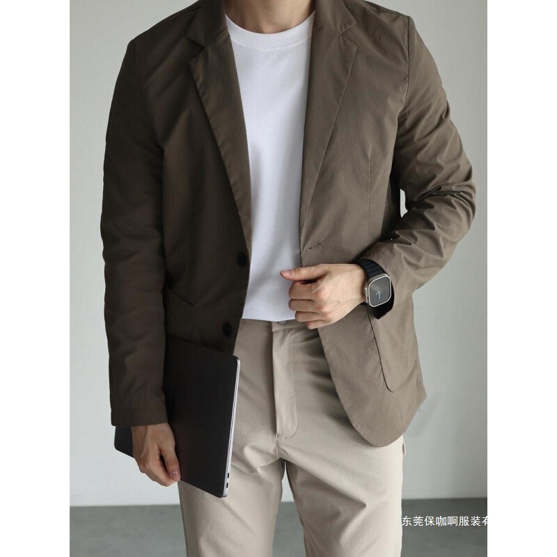 Lightweight, Easy-Care, Wrinkle-Resistant Casual Business Commuter Suits for Men in Black, Gray, and Brown for Spring and Summer, Available for Ordering for All Seasons
