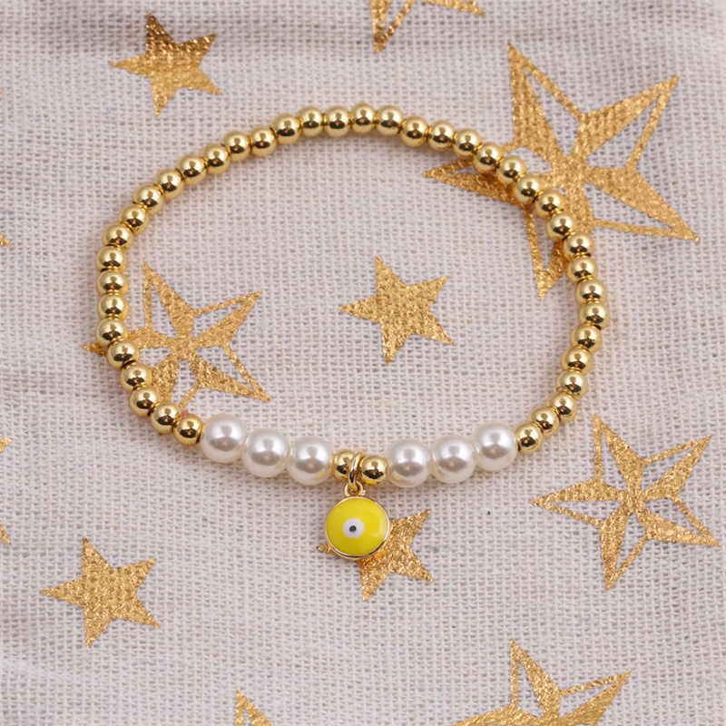 Korean copper-plated real gold dripping oil devilu0027s eye beads bracelet wholesale Nihaojewelry