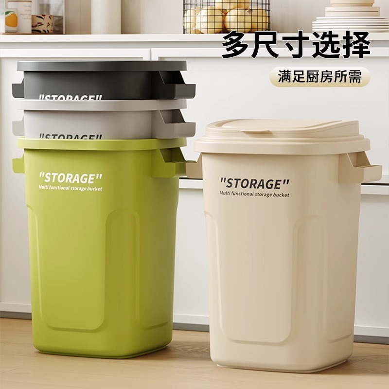 キッチンゴミ箱家庭用新しい大型蓋付き高さ紙バスケット家庭用屋外インダストリアルスタイル大容量ゴミ箱|undefined