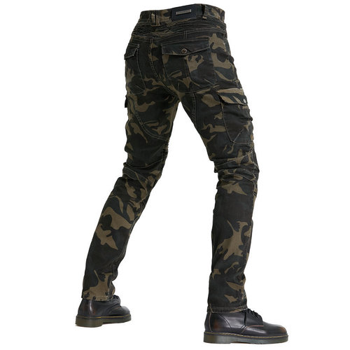 Manufacturer Direct Sales Camouflage Workwear Multi-Pocket Men's Motorcycle Denim Outdoor Motorcyclist Elastic Anti-Fall Riding Pants
