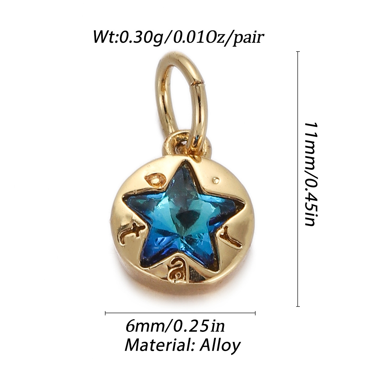 4g Weight Pendant Jewelry Making Type Gold Plated Plating Material Zircon Inlay Material 1 Piece Quantity Holiday, Daily Occasion Copper Material Geometric, Star, Moon Pattern Women's Gender Enamel Design Simple Style Style 1 Piece Copper Zircon Gold Plated Geometric Star Moon Pendant 8