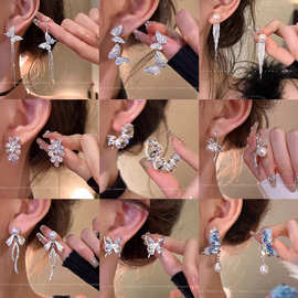 2025年韩系爆款微镶锆石蝴蝶结耳环女S925银针小众高级感珍珠耳钉