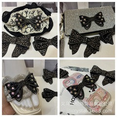 批发水钻鞋花服饰发夹diy辅料配件水钻超闪立体蝴蝶结