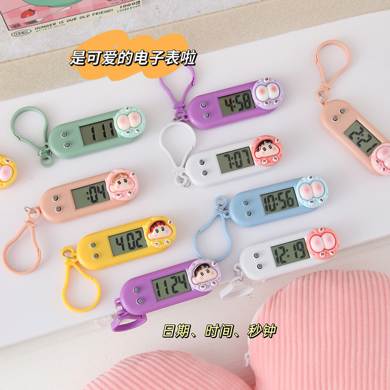 漫画かわいいしんちゃん PP 電子時計学生試験授業ポータブル吊り時計学習日付と時間ストップウォッチミュート|undefined