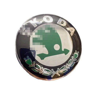 For Skoda logo 90MM 80MM Ming Rui Jing Rui front and rear logo black net logo car tail logo (Car logo) - 80mm-skoda-round-green