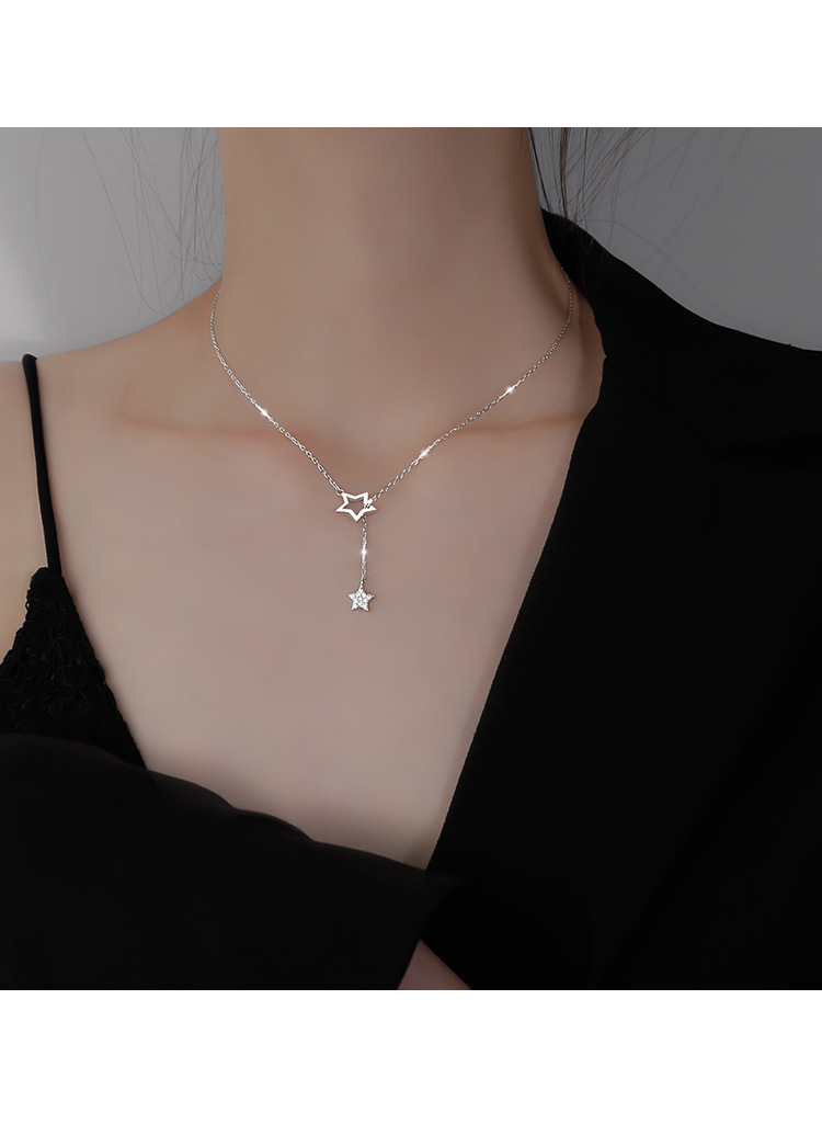 Damen Stern Halskette Mit Quasten Und Strasssteinen Elegant_voghion.com
