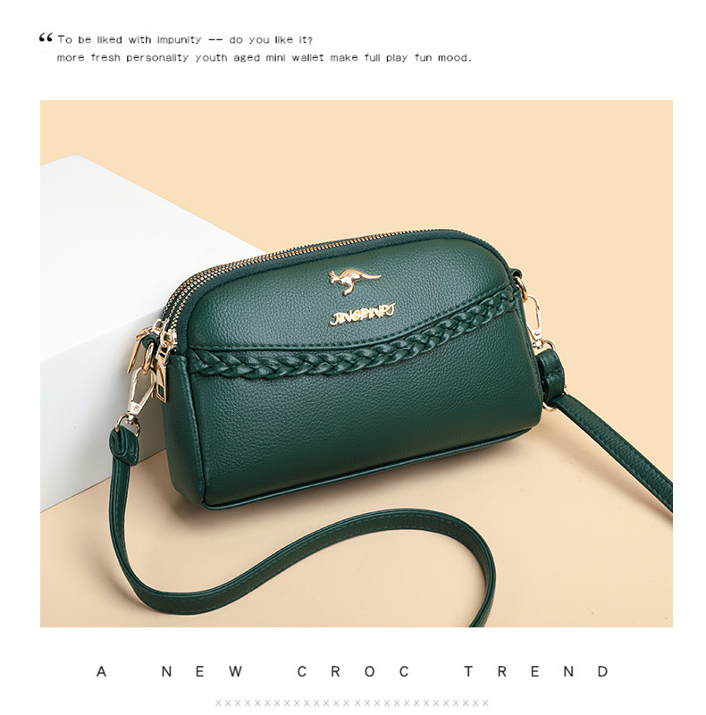310g Weight Women's Pu Leather Animal Letter Classic Style Square Zipper Square Bag