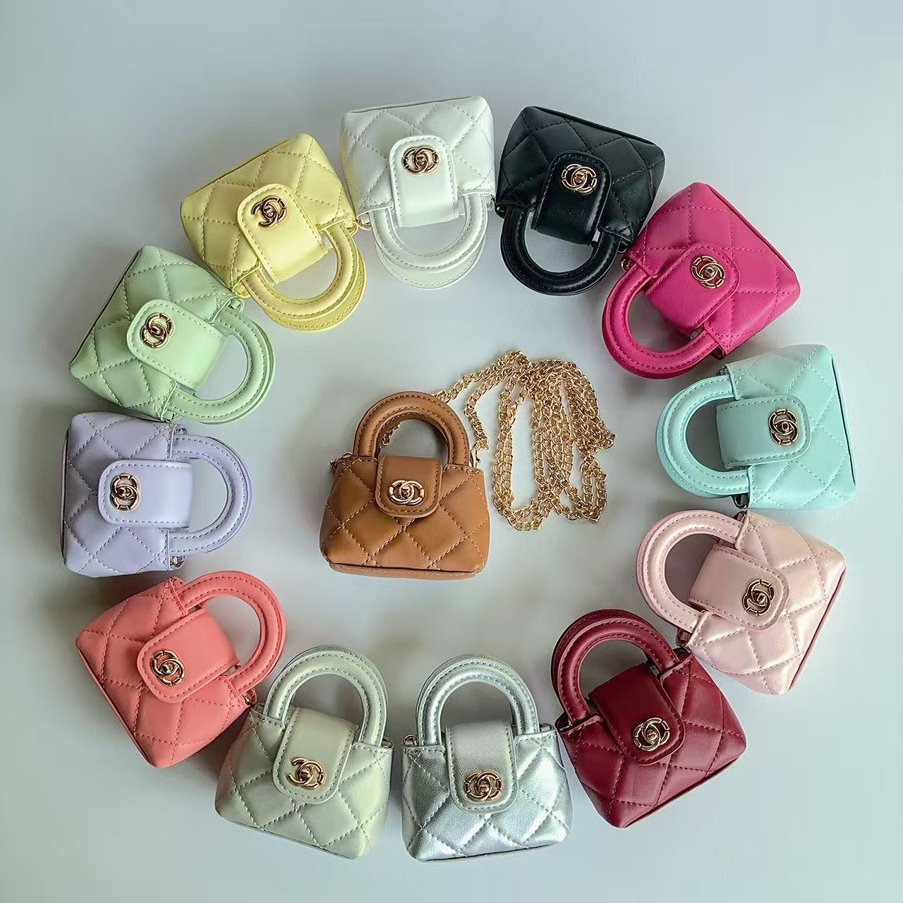 Mini Quilted Handbag, Small Fragrance Bag Pendant, Cross-Border Live Broadcast Room Blind Box Unpacking, Creative Headphone Bag
