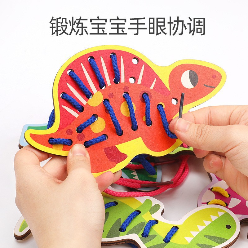 Fruit animal threading board entrenamiento de acción fina para niños manos en la enseñanza temprana ayuda bebé cuerda juguetes educativos