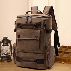 韓国版ファッションキャンバス男性用リュックサック登山旅行リュックサック多機能旅行荷物リュックサック大容量