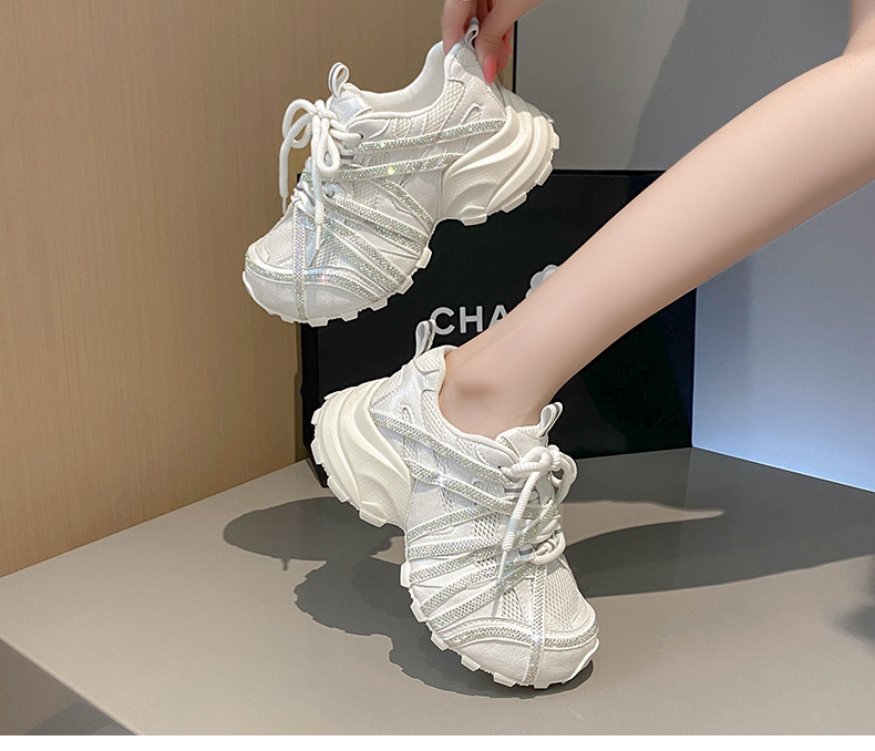 Women's Casual Stylish Platform Chunky Sneakers Breathable Mesh Trendy Athletic Shoes For Petite Versatile New Style_vogvips.com