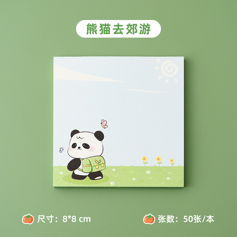 Panda cuaderno de notas desgarrable no pegajoso dibujos animados nota adhesiva pequeño cuaderno lindo portátil de alto aspecto papel de Nota Simple