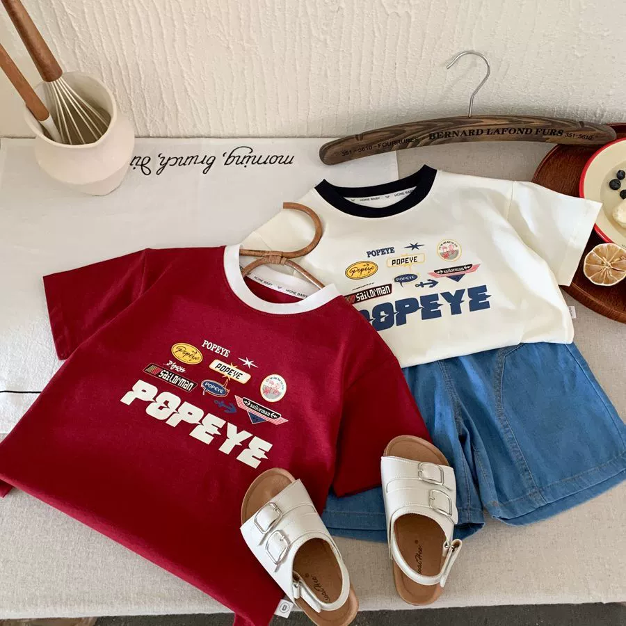 Summer children's cotton cute short sleeve T-shirt for boys for leisure