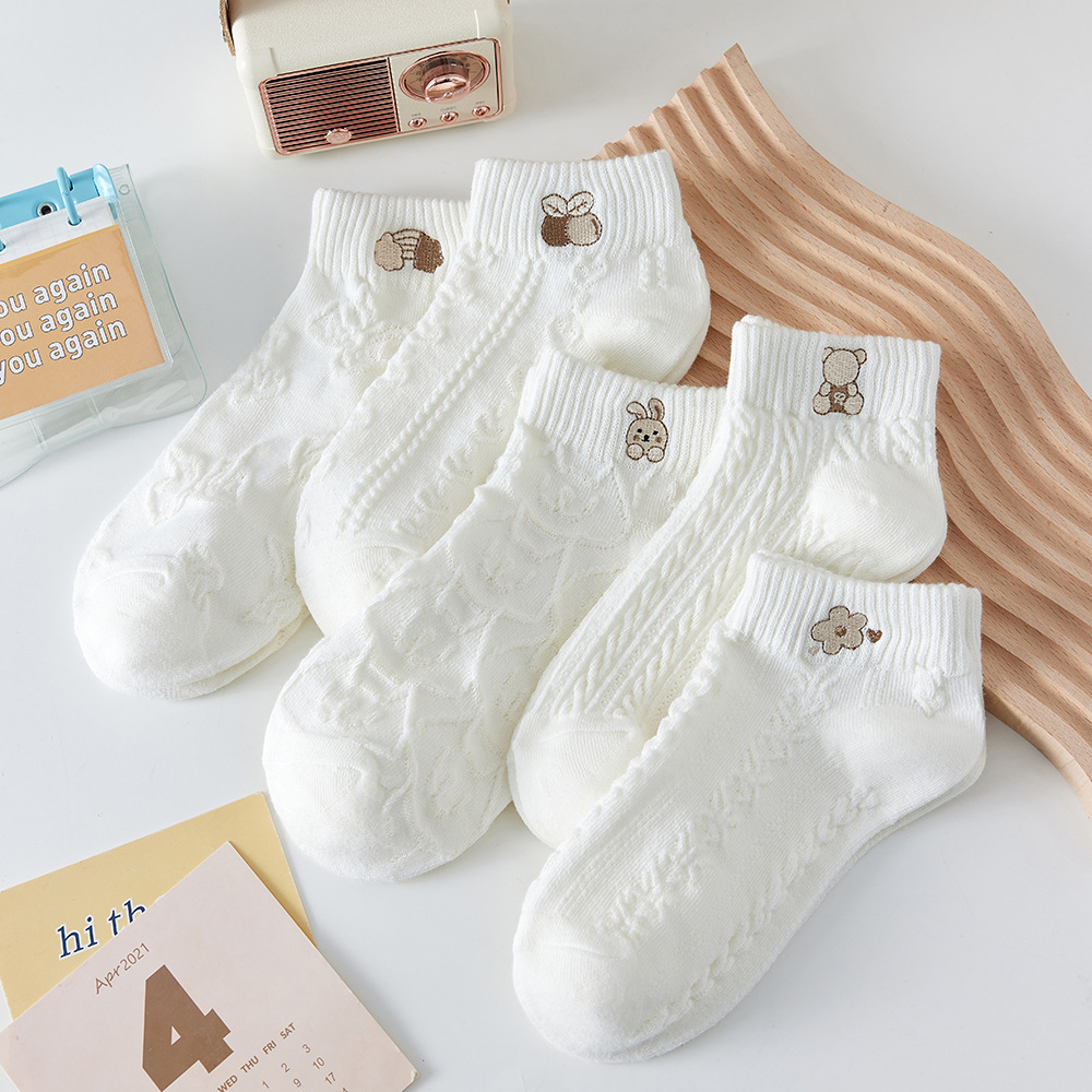 Dropshipping White Socks Women's Socks Spring and Summer Thin Ins Trendy Short-Tube Cute Japanese Style Boat Socks Female Student Socks