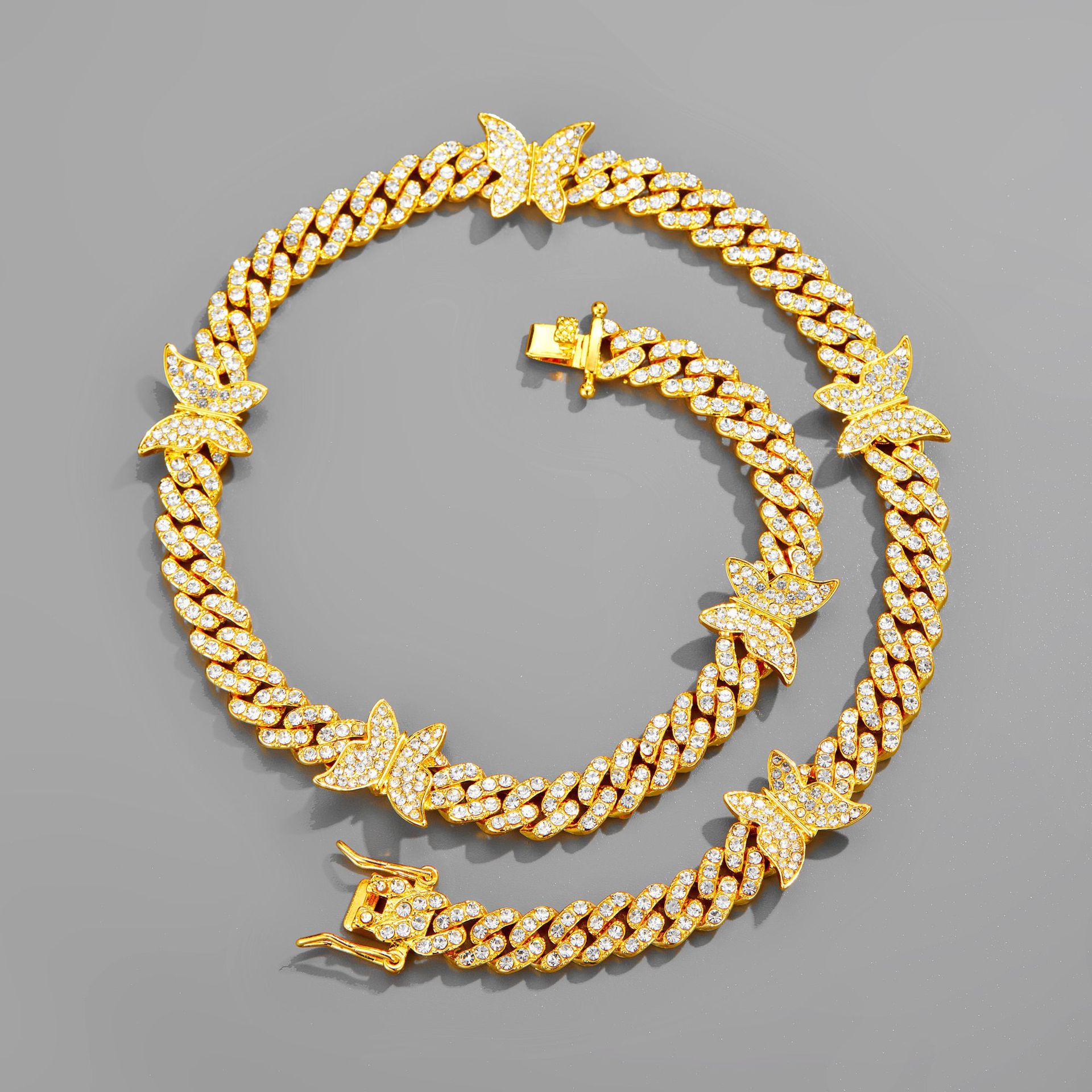 Fashion Butterfly Alloy Inlay Rhinestones Unisex Necklace 1 Piece