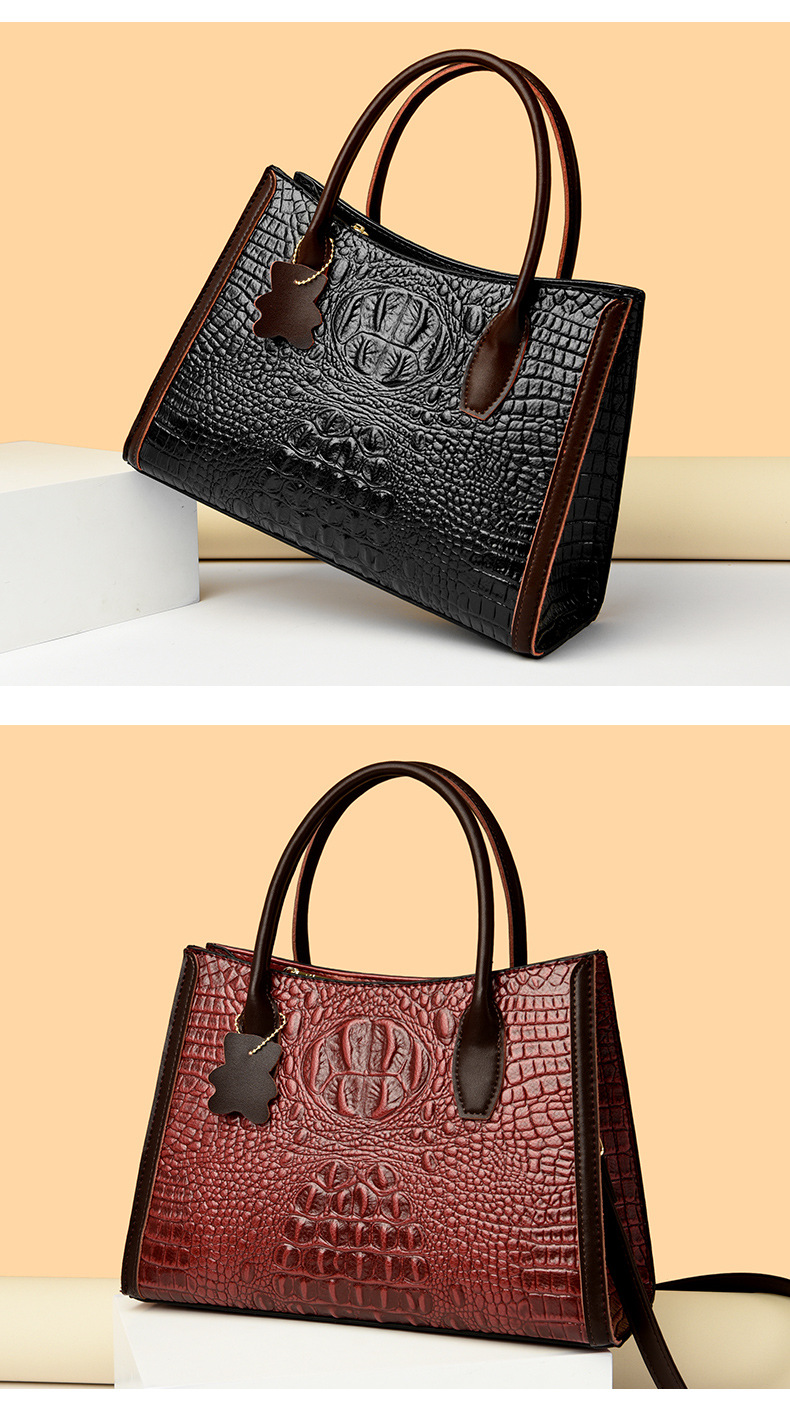 Elegant Women's Large Capacity Crocodile Pattern Handbag Tote_voghion.com