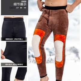 保暖裤男女棉裤加绒加厚加肥加大码羊绒双层加长护膝高腰跨境批发