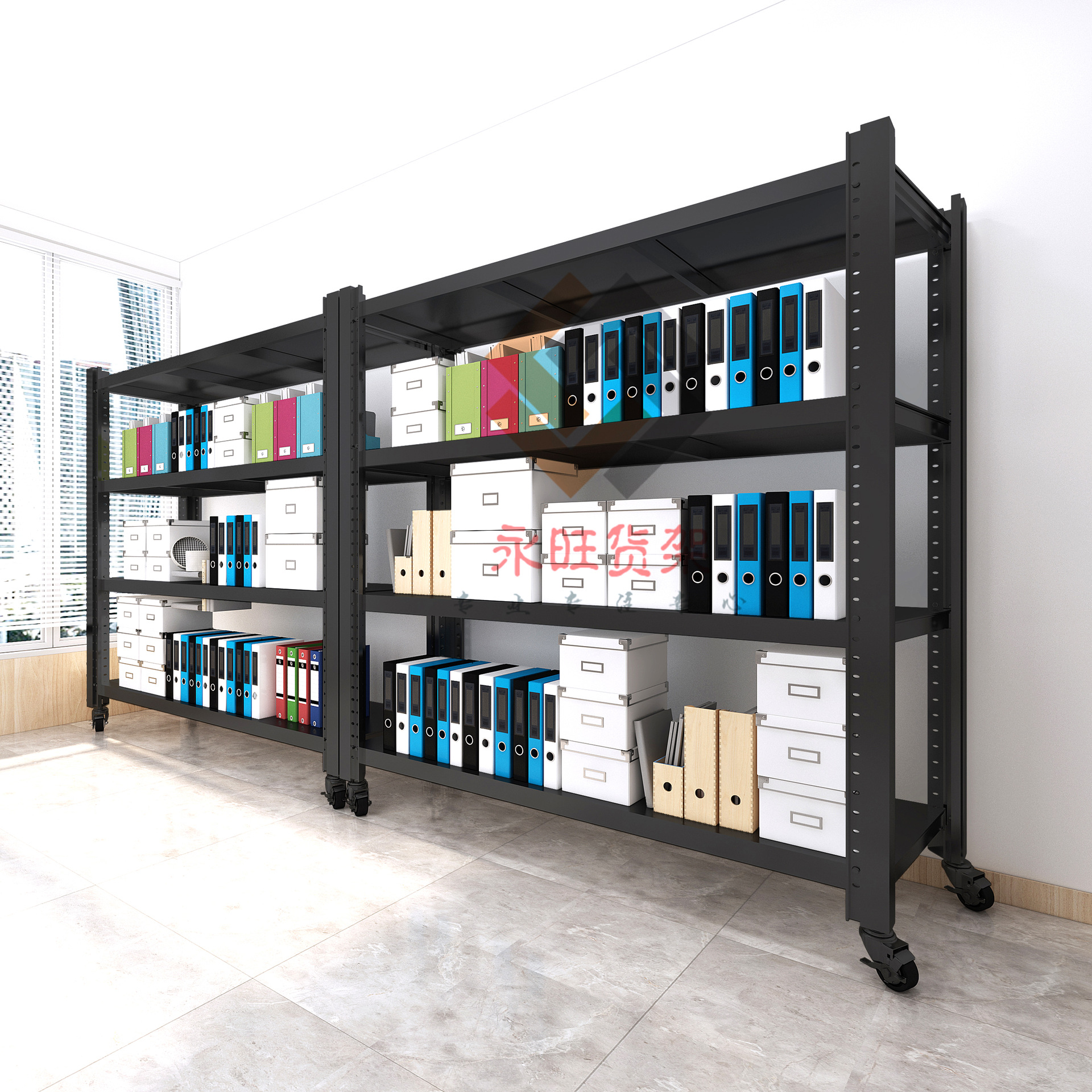 金属层架货架带轮子置物架加厚重型仓储家用多层可移动可调节