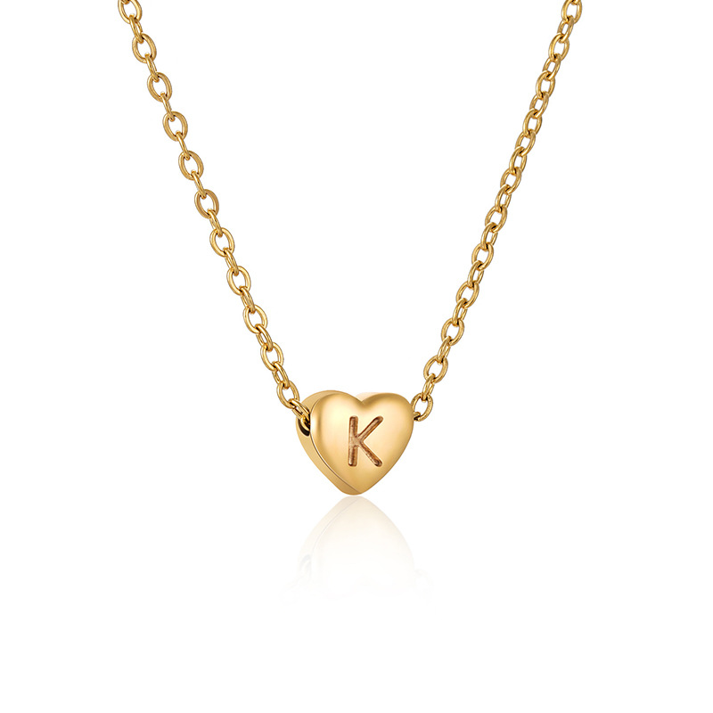 Kulei joyería de 18 quilates de oro de acero inoxidable collar de letras en forma de corazón accesorios femeninos europeos y americanos de acero de titanio melocotón colgante de joyería en forma de corazón