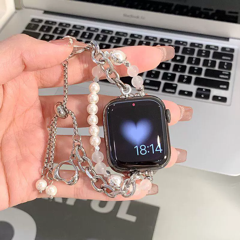 Xiaoxiang Love Crystal Pearl Chain Подходит для Applewatch8 Generation 7654321 Лента Apple Watch Металл Женский