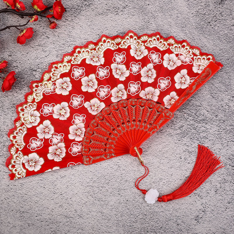 British Flower Fan Ancient Style Fan Cheongsam Fan Hanfu Fan Chinese Fan Dance Fan Ladies Folding Fan Internet Red Fan