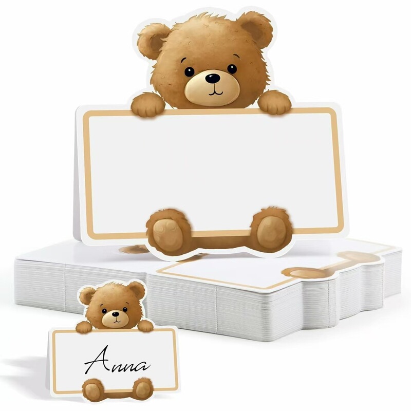 Cross-Border Bear-Themed Baby Shower Table Card Table Setting Tent Name Card Gender Reveal Children's Birthday Decorations Cross-Border Bear-Themed Baby Shower Table Card Table Setting Tent Name Card Gender Reveal Children's Birthday Decorations