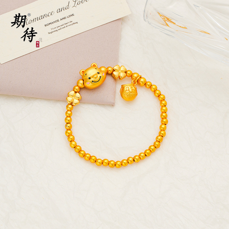 Gold shop with vietnam sand gold honey pot bear round beads diy bracelet transfer beads beaded pooh bear bracelet women