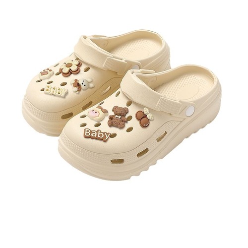 Eva Thick Sole Hole Shoes for Women, Outwear, Non-Stinky Feet, Summer 2024 New Model, Squeezing Sensation, Anti-Slip Beach Shoes for Women