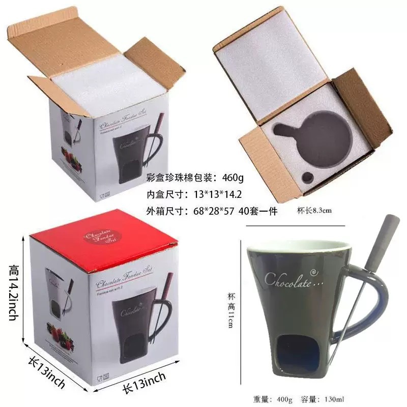 Creativo horno de fusión de chocolate de doble oído queso caliente taza de olla caliente restaurante vela grande tazón de cerámica