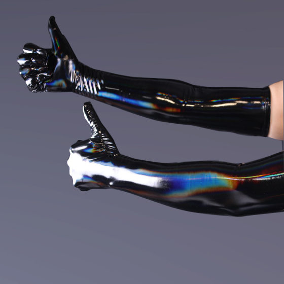 Enchanted S09 Cross-border New Mirror Colorful Black Highlight Long Gloves Stage Performance cosplay Long Gloves
