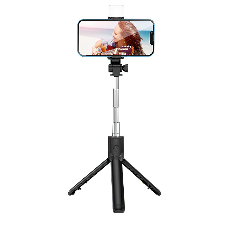 Palo Selfie Extensible con Trípode de ABS con Bluetooth y Luz para Exteriores