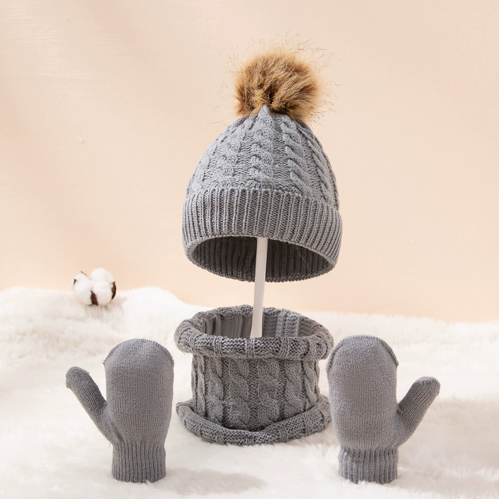 Demi-season children's hat with pigtail, scarf, gloves, soft keep warm import set, 3 piece set, wholesale