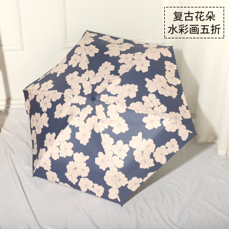 Sombrilla Plegable de Bolsillo con Vinilo Negro y Protección UV para Sol y Lluvia