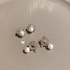 Sophisticated zirconium, small earrings from pearl, silver 925 sample, micro incrustation, 2023
