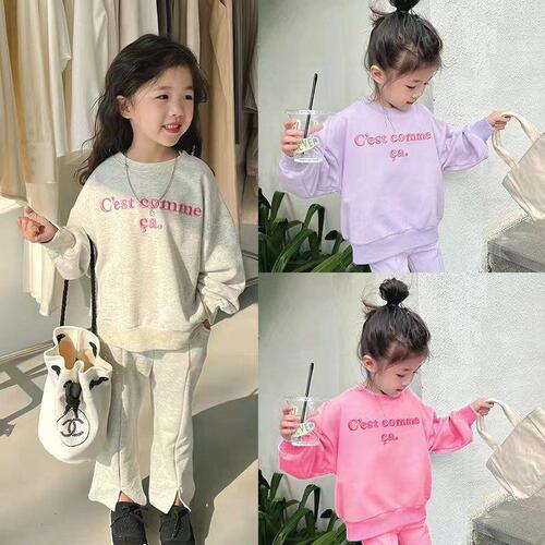 Girls' Hoodie Set 2024 Spring New Korean Style Stylish Pants Baby Casual Sports Toddler Two-Piece Set