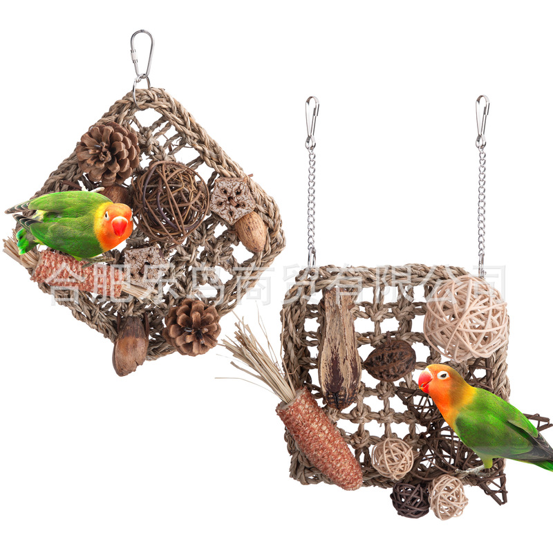 Parrot Toy Bird Supplies Carambola Fruit Rattan Balls Pine Tower Corncob Bite Climbing Toy Tiger Skin Peony