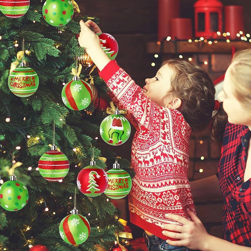6CM Grinch Christmas Ball Ornaments Set – Hand-Painted Festive Tree Decorations For Whimsical Holiday Parties_voghion.com