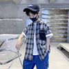 Boy Short-sleeved plaid shirt 2022 new pattern children Summer wear jacket Large Children's clothing summer shirt 12 year