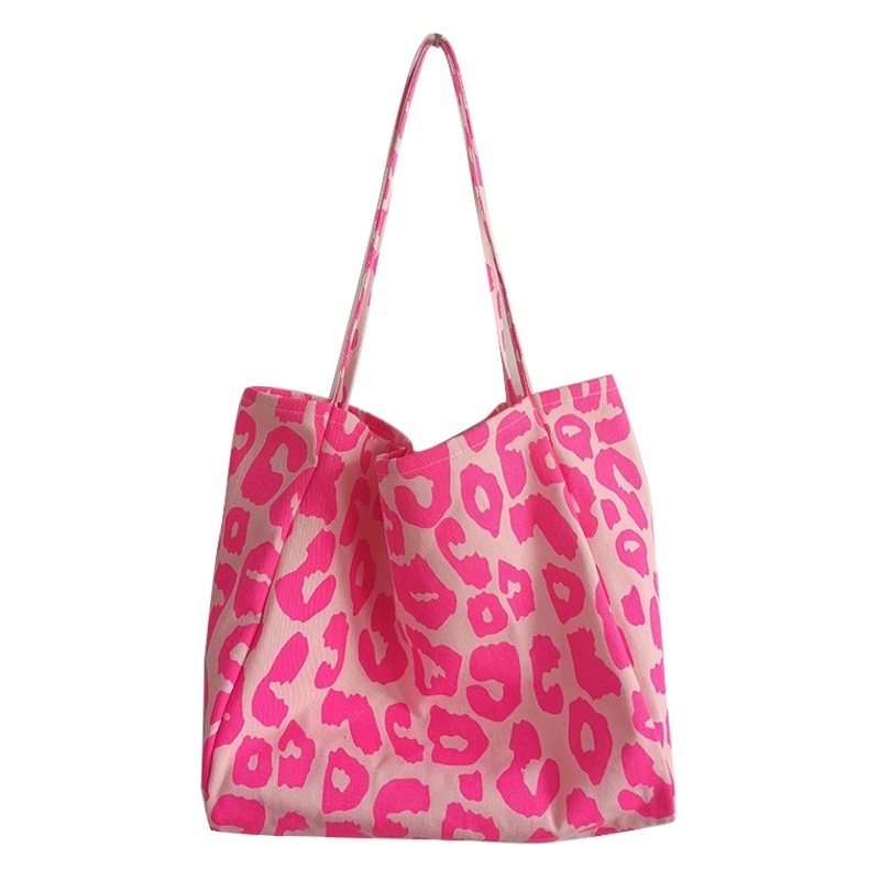 1541 estilo occidental estampado de leopardo Rosa bolsa de asas de gran capacidad bolso de hombro de patrón animal bolso femenino estudiante 2021 nueva moda