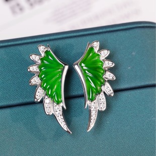 Victoria Wings Emerald Earrings Design Dangerous Material Jade Earrings Women's Guatemalan Earrings Irregular